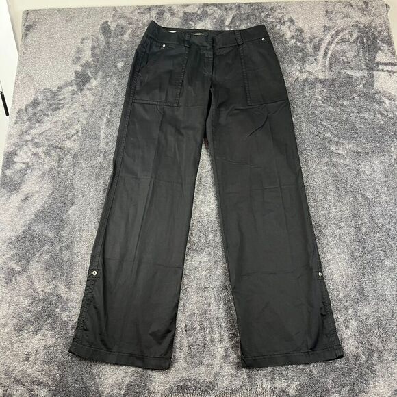 Max Mara Weekend Relaxed Front Wide Leg Flare Black Pants Women's 8 - Picture 1 of 12